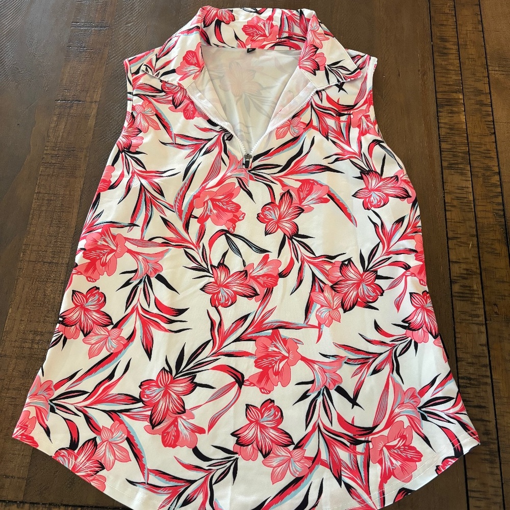 Womens floral athletic polo